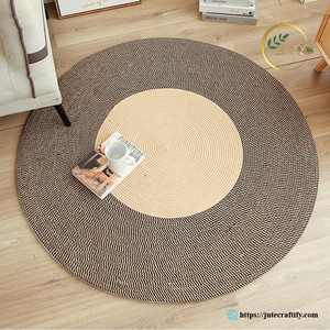Eco Friendly Braided Jute Rug – Rustic Handmade Natural Fiber <b>Carpet</b> for Living Room and Bedroom Styling - Product Image 2