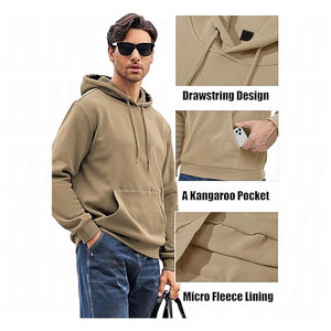 Casual Sports Loose Trendy Long Sleeved Hooded Pullover <b>Polyester</b> Hoodie for Men Lightweight Comfortable Streetwear - Product Image 4