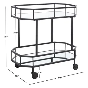 Chariot de bar moderne en métal avec étagères en verre, 29,8x29,6x16,5 pouces, chariot de service roulant pour fêtes à domicile - Product Image 5