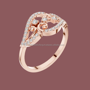 Bagues CZ en or rose 10 carats avec pierre taille poire - Product Image 1