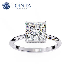 Bague en or rose 18 carats avec diamants de laboratoire certifiés IGI, taille princesse 1 carat, bijoux en diamants - Product Image 1