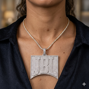SHRAMAN DIAMOND Men's Personalized 925 <b>Silver</b> Double-Layer Hip Hop Rhodium Plated Iced Block Letter Name <b>Necklace</b> Charms Pendant - Product Image 6
