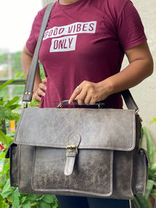 Sac à bandoulière en cuir véritable pour bureau et ordinateur portable - Product Image 3