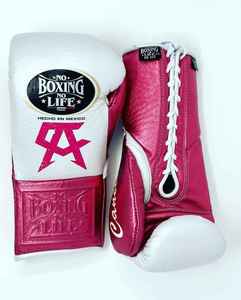 Professional Fighting <b>Gloves</b> White Pink Genuine Leather Non-Slip Lightweight Moisture Wicking Waterproof Lace-Up Boxing <b>Gloves</b> - Product Image 3