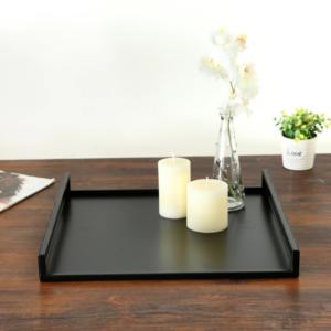 Bandeja rectangular de tocador Benjaman Modern Matte de metal negro mate con asas integradas - Product Image 6