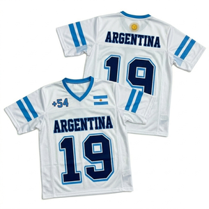 Camiseta de Fútbol de Argentina, Sublimada, Corte Regular, Unisex, Blanca y Azul, 100% Poliéster, Malla Transpirable, Manga Corta, Cuello en V, para Verano - Product Image 1