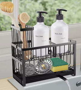 OEM/ODM Vietnam 2 Tier Sink Caddy Organizer with <b>Draining</b> Tray Dish <b>Brush</b> Sponge Holder Kitchen Storage Rackd - Product Image 1