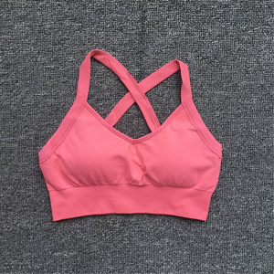 Soutien-gorge de sport pour femme, personnalisé, en gros, sans couture, confortable, avec logo frontal, respirant, séchage rapide, pour yoga et entraînement - Product Image 1
