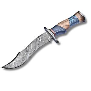 Couteau de chasse Bowie personnalisé en acier damas, forgé à la main, manche en os, support OEM tactique, grande fourreau en cuir, garantie de 3 ans - Product Image 1