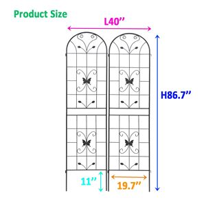 Set di 2 tralicci da giardino in metallo antiruggine da 220 cm x 50 cm per piante rampicanti, supporto per fiori da esterno - Product Image 5