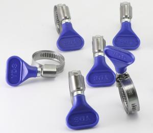 แคลมป์รัดสายยางแบบสกรูหัวแม่มือ ยี่ห้อ YDS โรงงานไต้หวัน รุ่นกันสนิม พร้อมด้ามจับสีน้ำเงิน รุ่นบัตเตอร์ฟลายแบบหนาพิเศษ 10320-09032 สำหรับงานประปา - Product Image 5