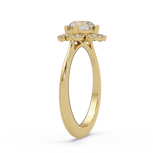 Anillo de compromiso con diseño floral de moda, oro puro de 14K, diamante cultivado en laboratorio de corte redondo de 1.00ct, certificado IGI, joyería nupcial para mujer - Product Image 3