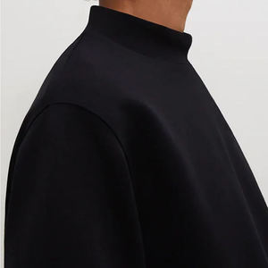 OEM Custom Mock Neck Blank <b>Plain</b> French Terry Oversized 100% Cotton Drop Shoulder Pullover Crewneck Sweatshirt <b>Jumper</b> for Men - Product Image 3