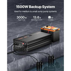 1500W Auto Switching Sump <b>Pump</b> Battery Backup System with Pure Sine Wave L <b>Solar</b> <b>Pump</b> Inverter for Continuous Operation - Product Image 2