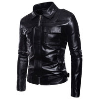 Nouvelle veste de baseball unisexe élégante en cuir PU pour l'hiver, col montant, logo sur le devant