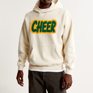 Sweat-shirt à capuche imprimé Cheer Flock pour homme, coupe ample, décontracté, en tricot, avec logo sur le devant et poche, idéal pour l'automne, 100 % coton - Product Image 1