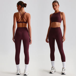 Ensemble de vêtements de sport pour femmes avec logo personnalisé, soutien-gorge de sport de haute qualité, pantalon de yoga taille haute effet push-up, leggings de fitness pour la gym - Product Image 4