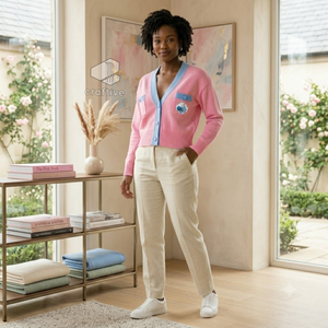 Jack And Jill Of America <b>Cardigan</b> Women's Embroidered Crest V-Neck Button Up Knit Sweater With Pockets Greek Collegiate Apparel - Product Image 5