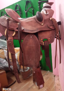 Selle en cuir Western Barrel Selle en cuir Western Roping Ranch Wade Selle de course de chevaux Équipement équestre - Product Image 2