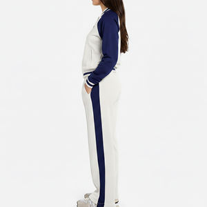 Nouvel article : Ensemble de survêtement color-block pour femme – Veste zippée à manches longues et pantalon de jogging – Tenue de sport décontractée deux pièces coupe ample - Product Image 3