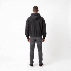 <b>Y2K</b> Gothic Zip Up Hoodie Detachable Hood Trim Graphic Print Oversized Unisex <b>Streetwear</b> Custom Wholesale Low MOQ - Product Image 4