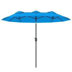 Ombrellone da Giardino Bifacciale 2,9m con Pulsante di Inclinazione e Manovella, 3 Prese d'Aria e 12 Stecche, Blu Ciano - Product Image 5