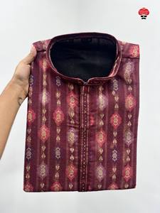 Mewaadi Sardar, Camisa Tradicional de Algodón Estampado Color Granate para Hombre, Corte Regular, Estilo Étnico Indio Pakistaní, Protección Solar - Product Image 1