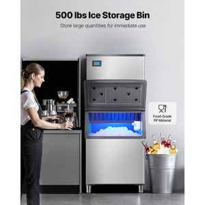 Attrezzatura di Refrigerazione per Cucine Commerciali, Macchina per il Ghiaccio Autopulente 800LBS/24H con Contenitore di Stoccaggio Grande da 500LBS - Product Image 3