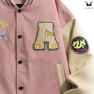 Chaqueta de béisbol bordada con letras para hombre, venta al por mayor, ajuste holgado, estilo aviador, para otoño e invierno, chaquetas universitarias de béisbol. - Product Image 4