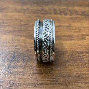 925 Sterling Silver <b>Spinner</b> Textured Wide Band <b>Ring</b> (10.2 Grams) Gift Jewelry for Unisex Daily Wear - Product Image 2