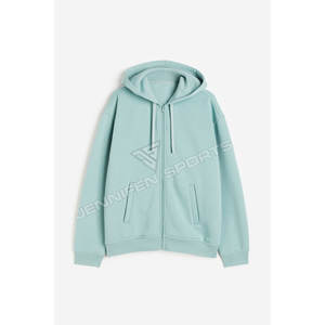 Sudadera con capucha y cremallera de algodón 100% para hombre, estilo urbano, con logo personalizado, de alto gramaje, casual, dos colores, de alta calidad, corte holgado oversize, con bloques de color. - Product Image 1