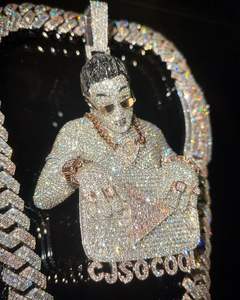 VVS Moissanite Baguette y diamantes redondos Joyería chapada en oro personalizada sin excusa Iced Pass Tester Chic Charms - Product Image 1