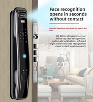Serrure de porte biométrique sécurisée Wi-Fi Tuya Cloud avec identification faciale 3D, empreinte digitale et 6+ options de déverrouillage pour portes en laiton - Idéale pour les locations et les familles