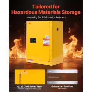 Armadio per Stoccaggio Materiali Infiammabili 23,2 X 18,1 X 35,4 Pollici, 13 Galloni, Ripiani Regolabili, in Lamiera Zincata a Freddo per Magazzino - Product Image 2
