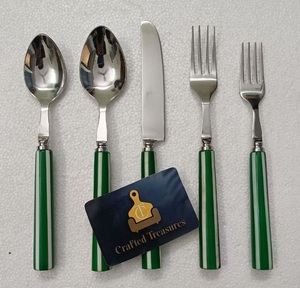 Food Grade & Safe <b>Flatware</b> <b>Set</b> With Resin Handle 18/8 Stainless Steel Dinnerware Tableware Home Decor 5-Piece <b>Flatware</b> Cutlery - Product Image 1