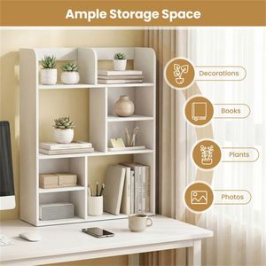 Libreria Verticale da Scrivania in MDF Robusto 23,5 x 9 x 31,5 Pollici con Caratteristiche Decorative per Libri e Articoli da Ufficio - Product Image 6