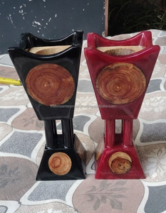 Marble look epoxy resin bakhoor tower burner with metal <b>tea</b> light for aromatherapy Oud <b>diffuser</b> in custom colour resin with wood - Product Image 4