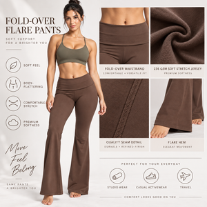 Women High Waist <b>Flared</b> Leg Yoga <b>Leggings</b> Full Length Seamless Solid Color Activewear Pants Spandex Polyester Four-Way Stretch - Product Image 6