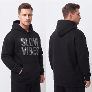 <b>Men</b> Rhinestone Printed Hooded <b>Sweat</b> Shirt Winter Wear Pullover Hoodies Cotton Fleece Hooded <b>Top</b> <b>Mens</b> Streetwear Pullover Hoodie - Product Image 4