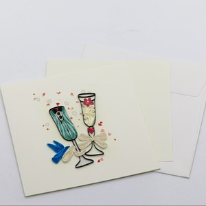 Quilling <b>Card</b> Paper Wedding Toast Glasses Handmade Greeting <b>Card</b> Envelope Bow Decorations Floral Theme Customized Carnation - Product Image 4