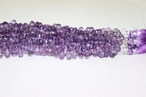 Cuentas de gota facetadas de amatista brasileña 5*7mm 8 pulgadas corte lateral piedra Natural al por mayor para la fabricación de joyas - Product Image 3
