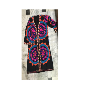 Kimono Suzani Hecho <span class=keywords><strong>a</strong></span> <span class=keywords><strong>Mano</strong></span>, Chaqueta Larga <span class=keywords><strong>de</strong></span> Estilo Bohemio con Bordado Tradicional <span class=keywords><strong>para</strong></span> <span class=keywords><strong>Mujer</strong></span>, Ropa <span class=keywords><strong>de</strong></span> Moda Étnica - Product Image 4