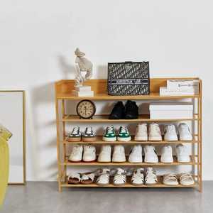 Wooden Four Tier Shoe Rack Organizer <b>X</b> <b>Frame</b> Slatted Shelf Storage Stand for Sneakers Slippers Casual Shoes Home Entryway - Product Image 1