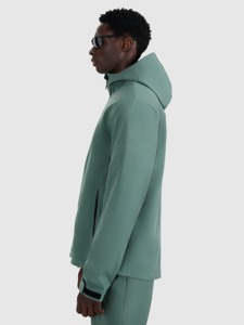 Chaqueta con capucha softshell personalizada para hombre, informal, para exteriores, con cremallera completa, resistente al agua y al viento, con bolsillos utilitarios, ligera. - Product Image 3