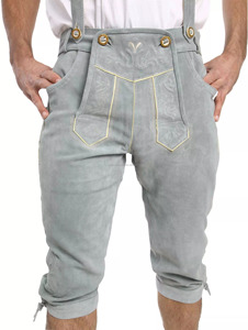 กางเกงขาสั้นผู้ชายบาวาเรีย,ปรับแต่งเองสีเทาอ่อน Oktoberfest Lederhosen บาวาเรีย - Product Image 3