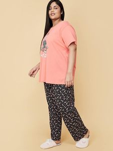 Women’s Lightweight Cotton Printed Sleepwear Set Round Neck Half Sleeve Top & <b>Pyjama</b> Pants - Product Image 3