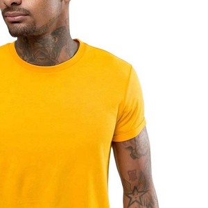 T-shirts style urbain pour hommes, manches courtes, couleur jaune, en coton respirant, grandes tailles, col rond, coupe ajustée, chemises pour hommes 2025 - Product Image 3