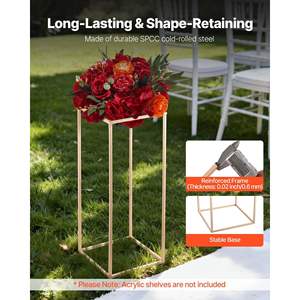 10 pièces, support à fleurs en colonne dorée de 23,62 pouces, présentoir floral rectangulaire, vis cachée pour mariage, fête, anniversaire, décoration de la maison - Product Image 3