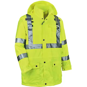 Men's High Visibility Reflective <b>Work</b> Jacket <b>Fleece</b> Lined Windproof Winter Safety Wear with Zipper Closure and Pockets - Product Image 6