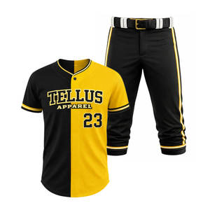 Uniforme de Béisbol Personalizable para Adultos, Ropa Deportiva Cómoda, Mangas Cortas, Transpirable, de Secado Rápido, 100% Poliéster, Estampado - Product Image 1
